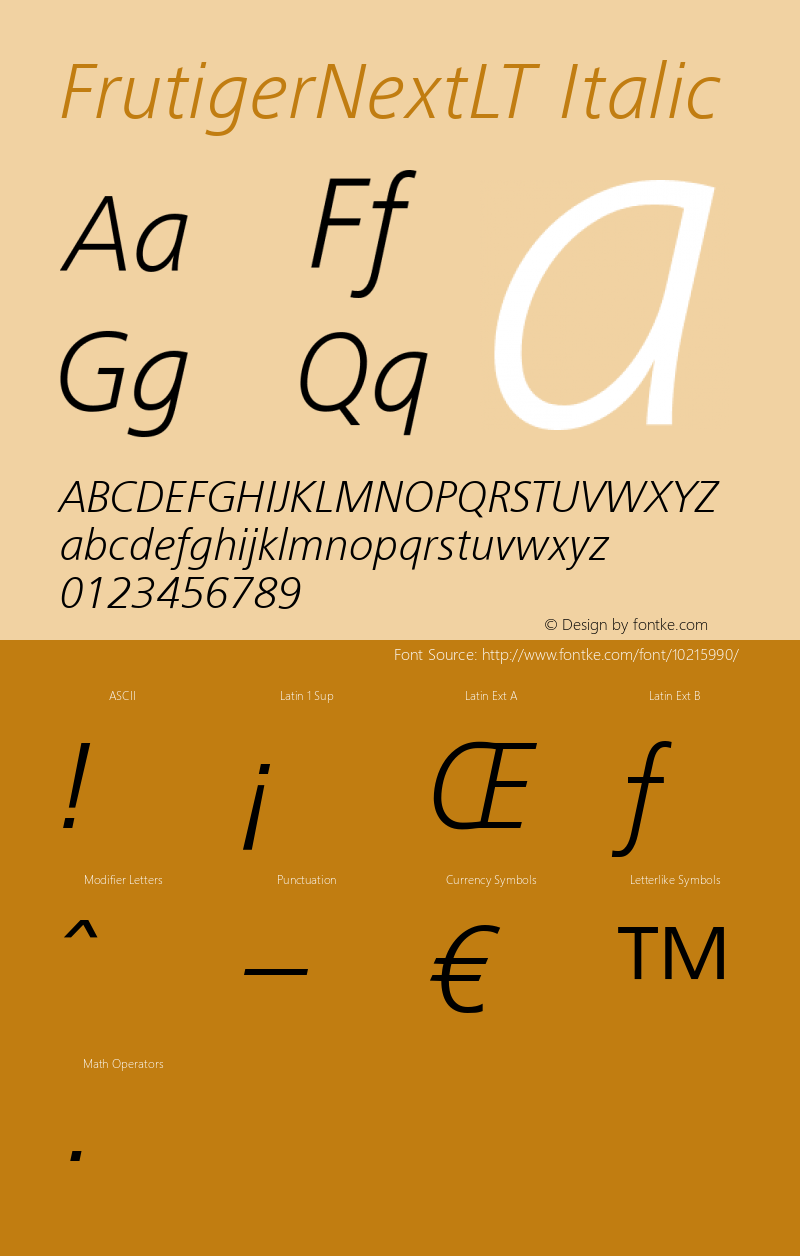 FrutigerNextLT Italic Version 1.00图片样张