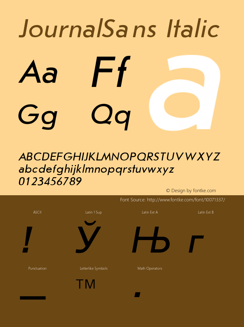 JournalSans Italic Converted from t:\JSI.TF1 by ALLTYPE图片样张