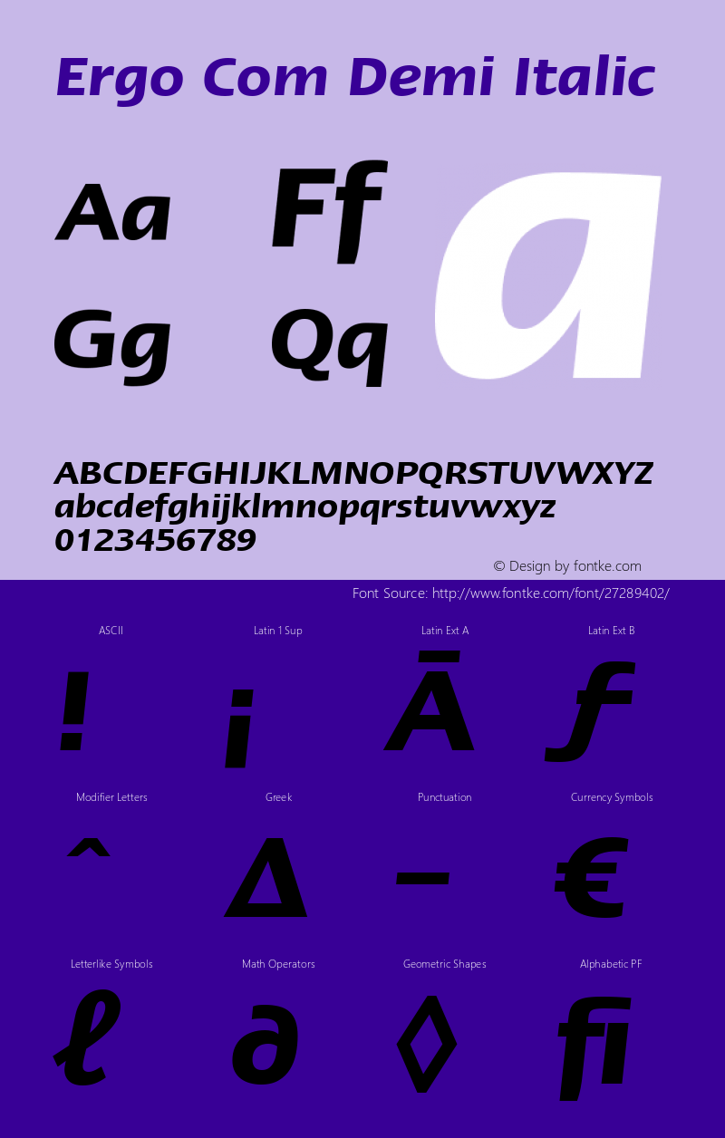 Linotype Ergo Com Demi Italic Version 2.01图片样张