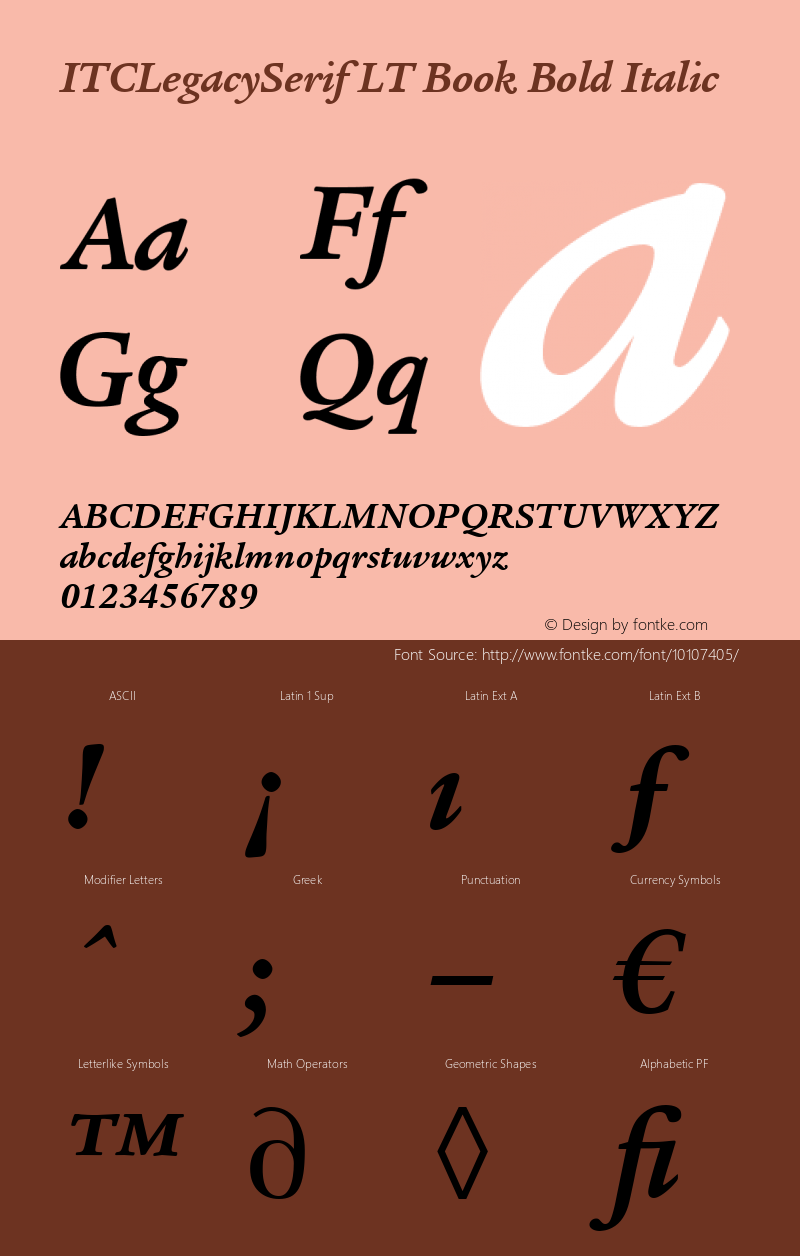 ITCLegacySerif LT Book Bold Italic Version 6.1; 2002图片样张