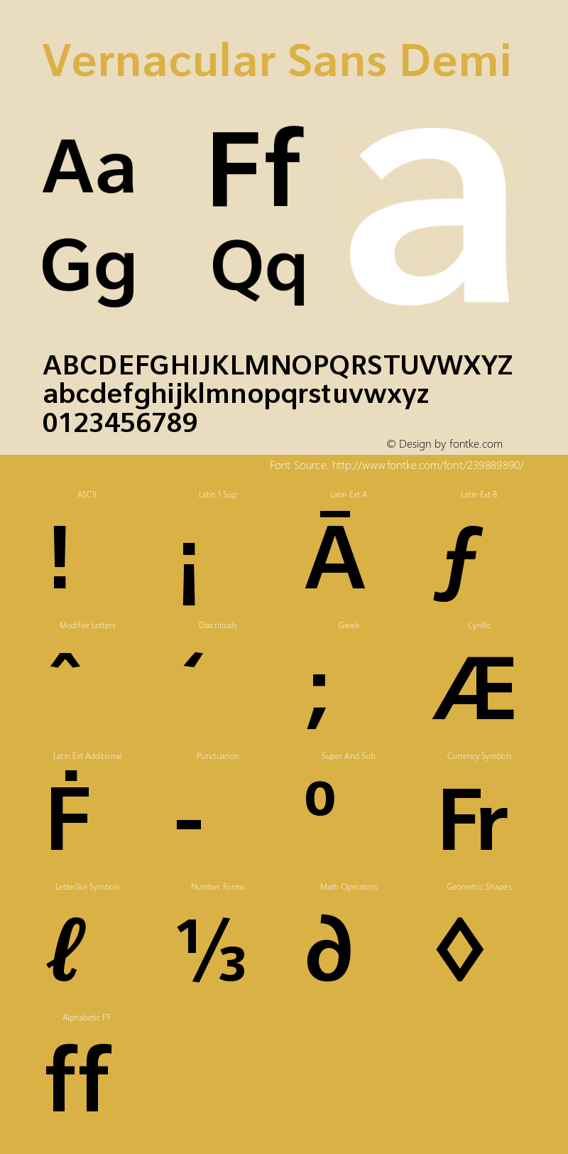 Vernacular Sans Demi Version 3.00; ttfautohint (v1.5)图片样张