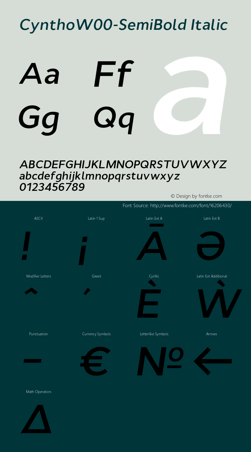 CynthoW00-SemiBold Italic Version 1.00图片样张