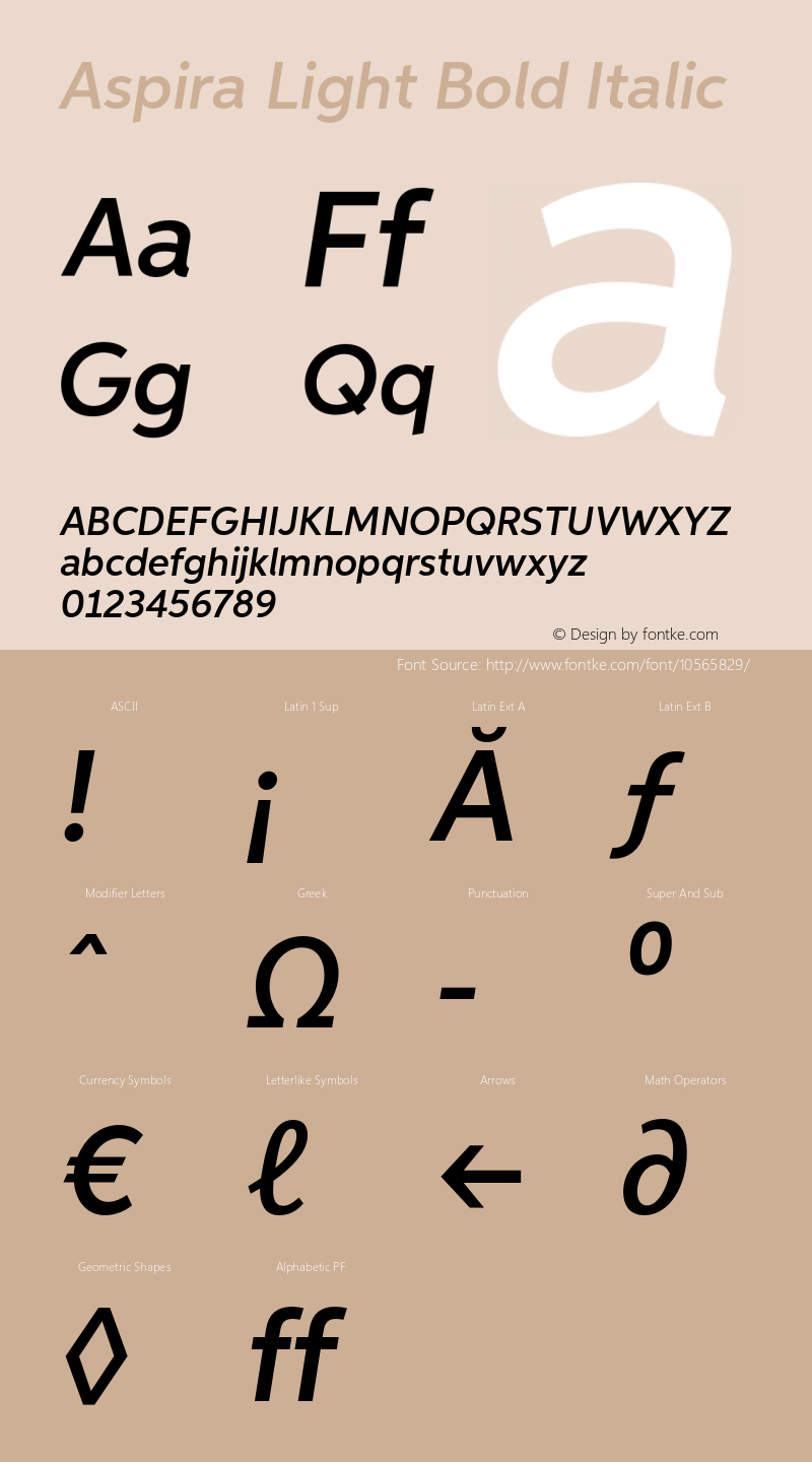 Aspira Light Bold Italic Version 1.05          UltraPrecision Font图片样张