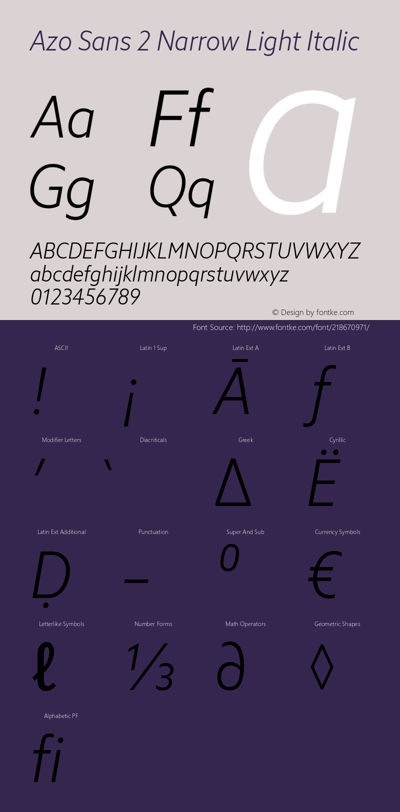 Azo Sans 2 Narrow  Light Italic Version 2.003图片样张