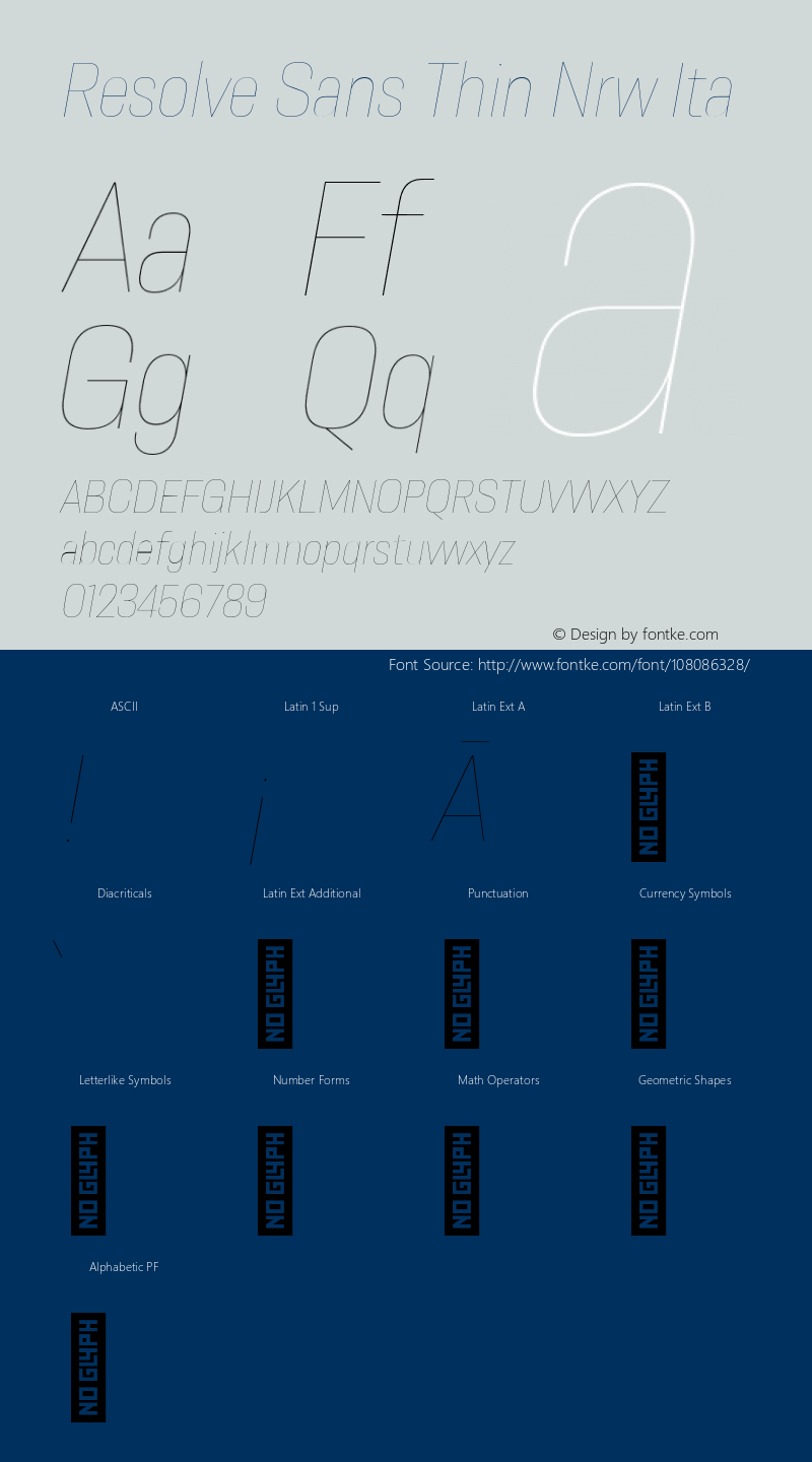 Resolve Sans Thin Nrw Ita Version 1.000;hotconv 1.0.109;makeotfexe 2.5.65596图片样张