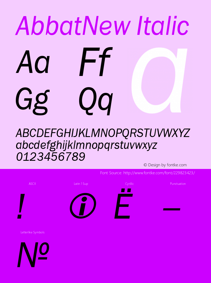 AbbatNew-Italic Version 001.000图片样张