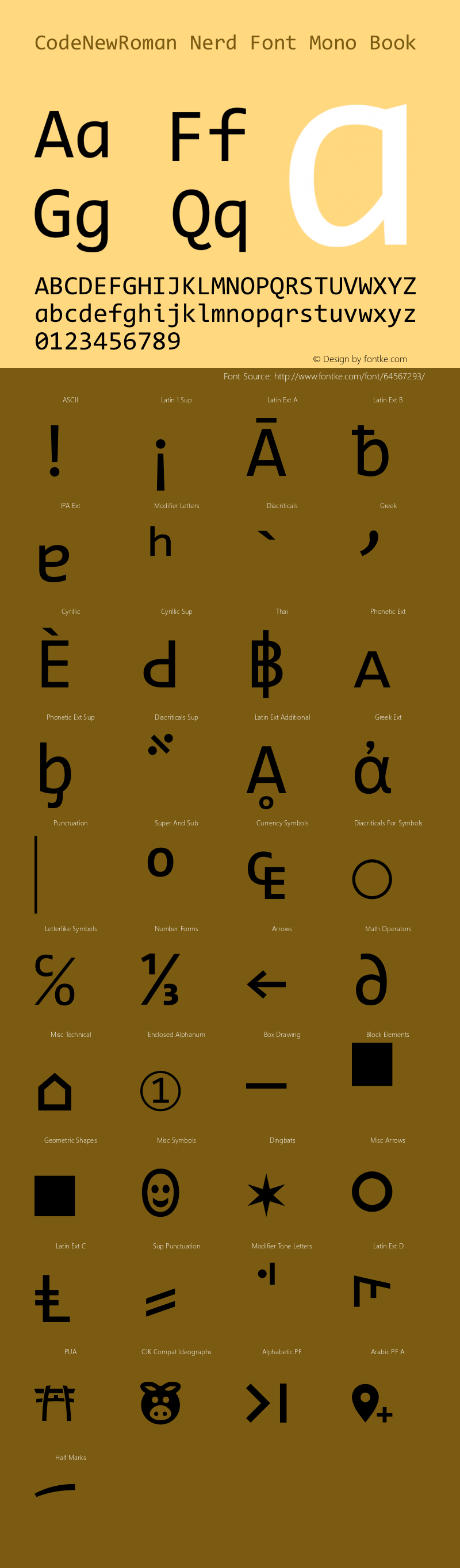 Code New Roman Nerd Font Complete Mono Version 2.10 March 29, 2015图片样张