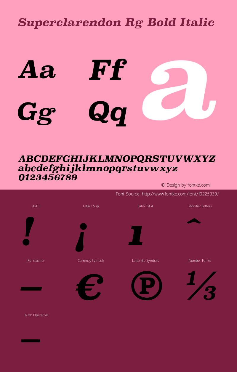 Superclarendon Rg Bold Italic Version 001.000图片样张