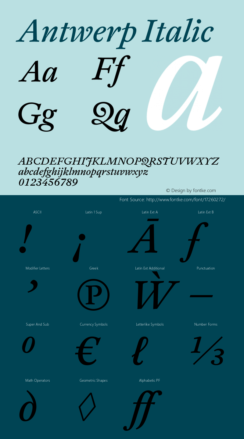 Antwerp Italic Version 1.000图片样张