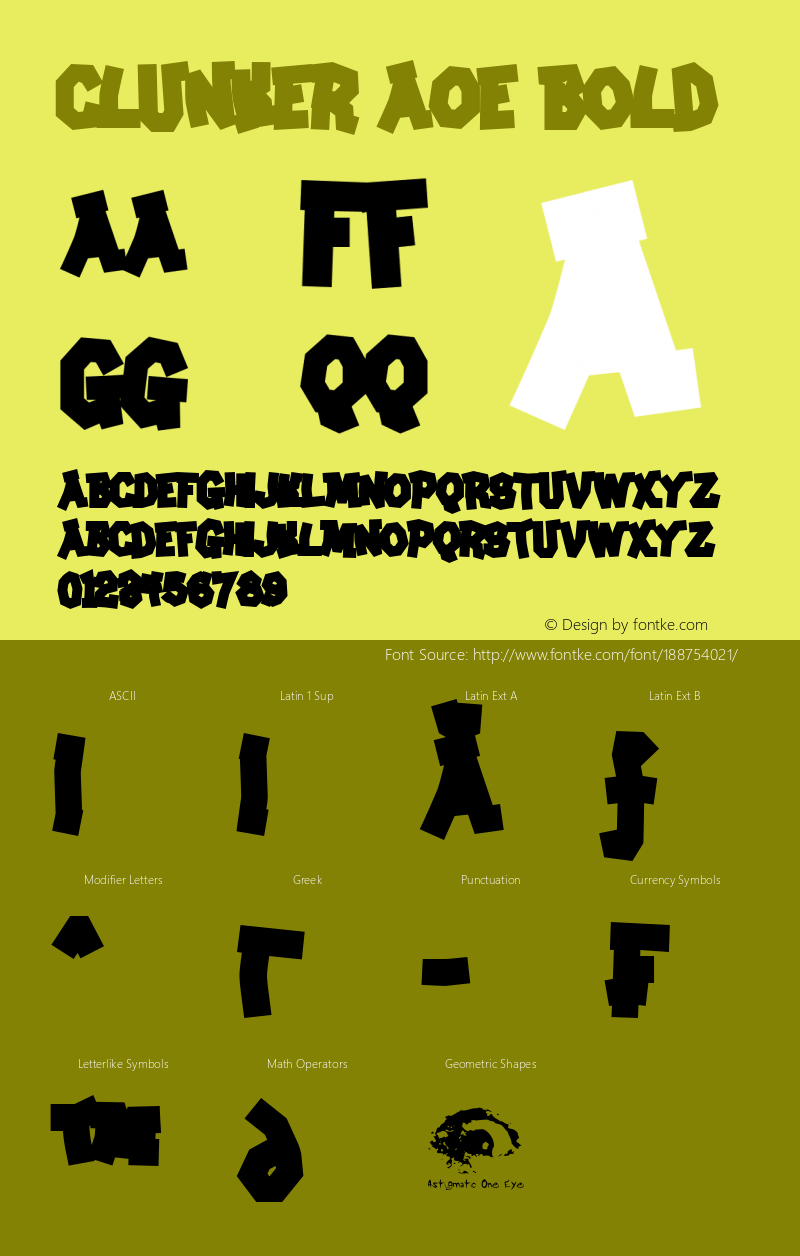 Clunker AOE Bold Macromedia Fontographer 4.1.2 1/8/01图片样张