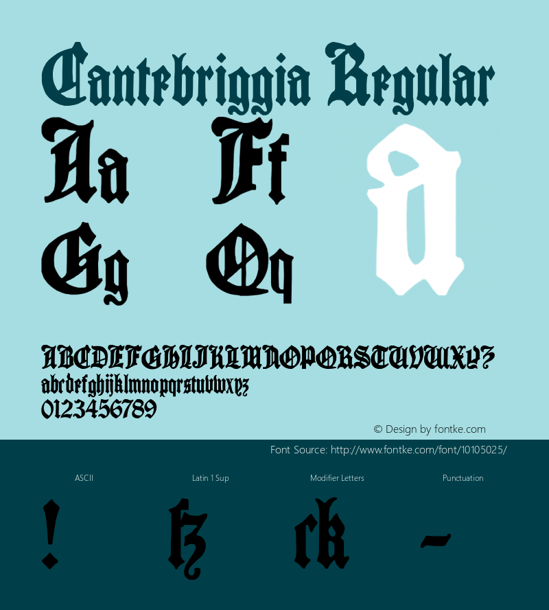 Cantebriggia Regular Version 1.0; 2002; initial release图片样张