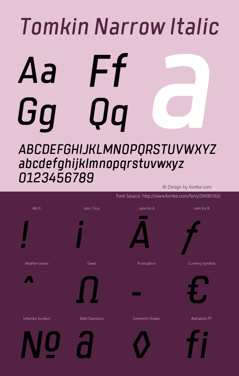 TomkinNarrow-Italic Version 1.000;YWFTv17图片样张