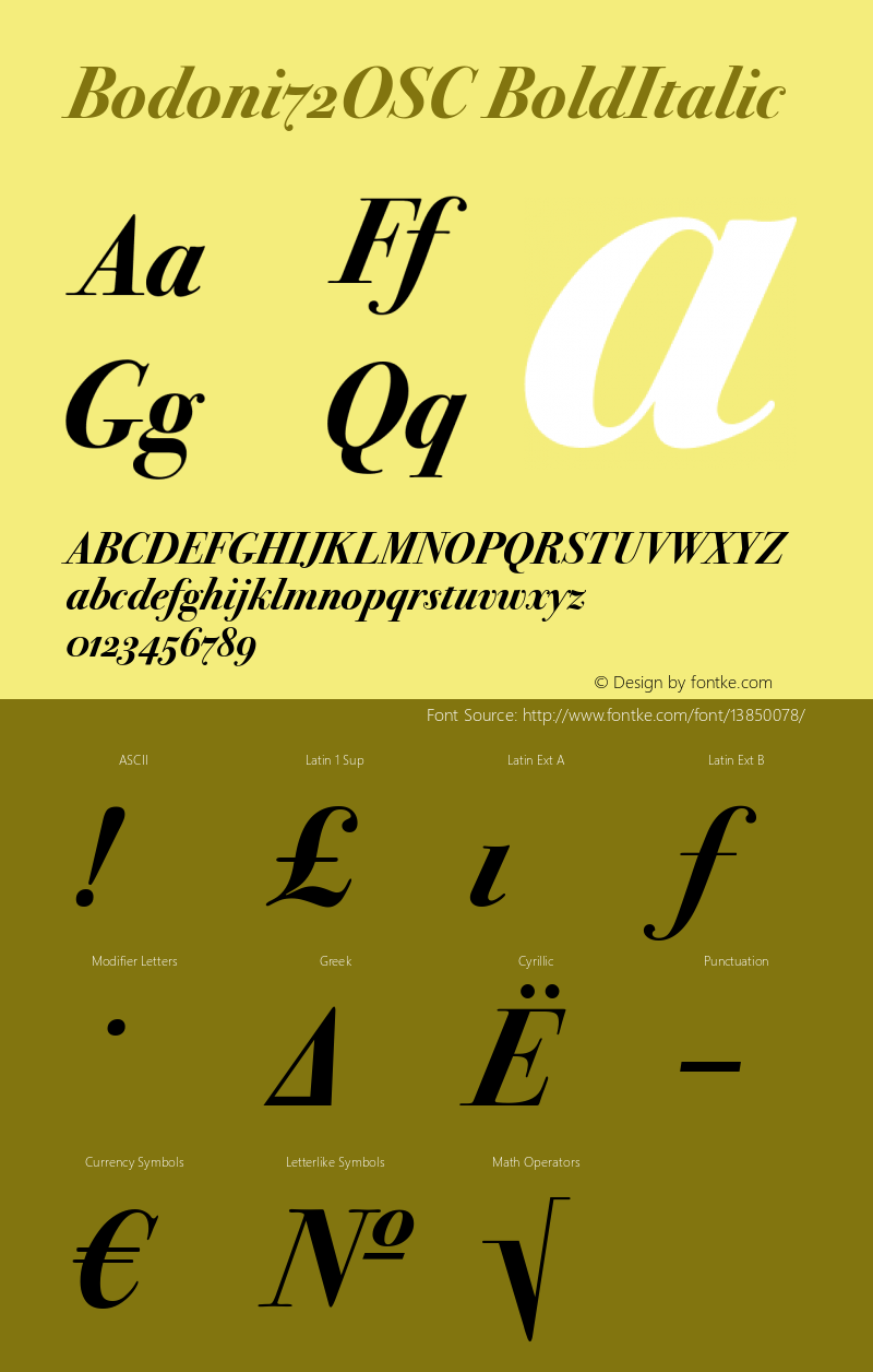 Bodoni72OSC BoldItalic Version 001.000图片样张