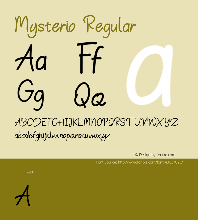 Mysterio Version 1.00;September 29, 2019;FontCreator 11.5.0.2430 64-bit图片样张