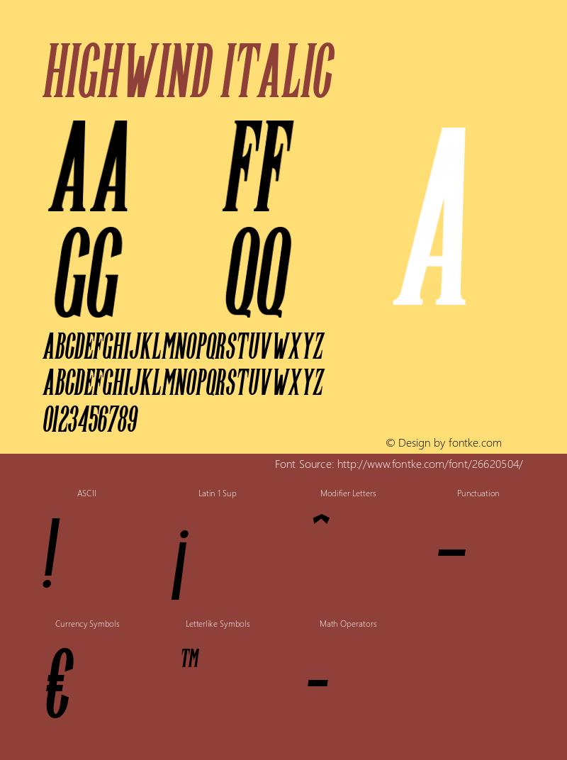 Highwind Italic Version 1.000图片样张