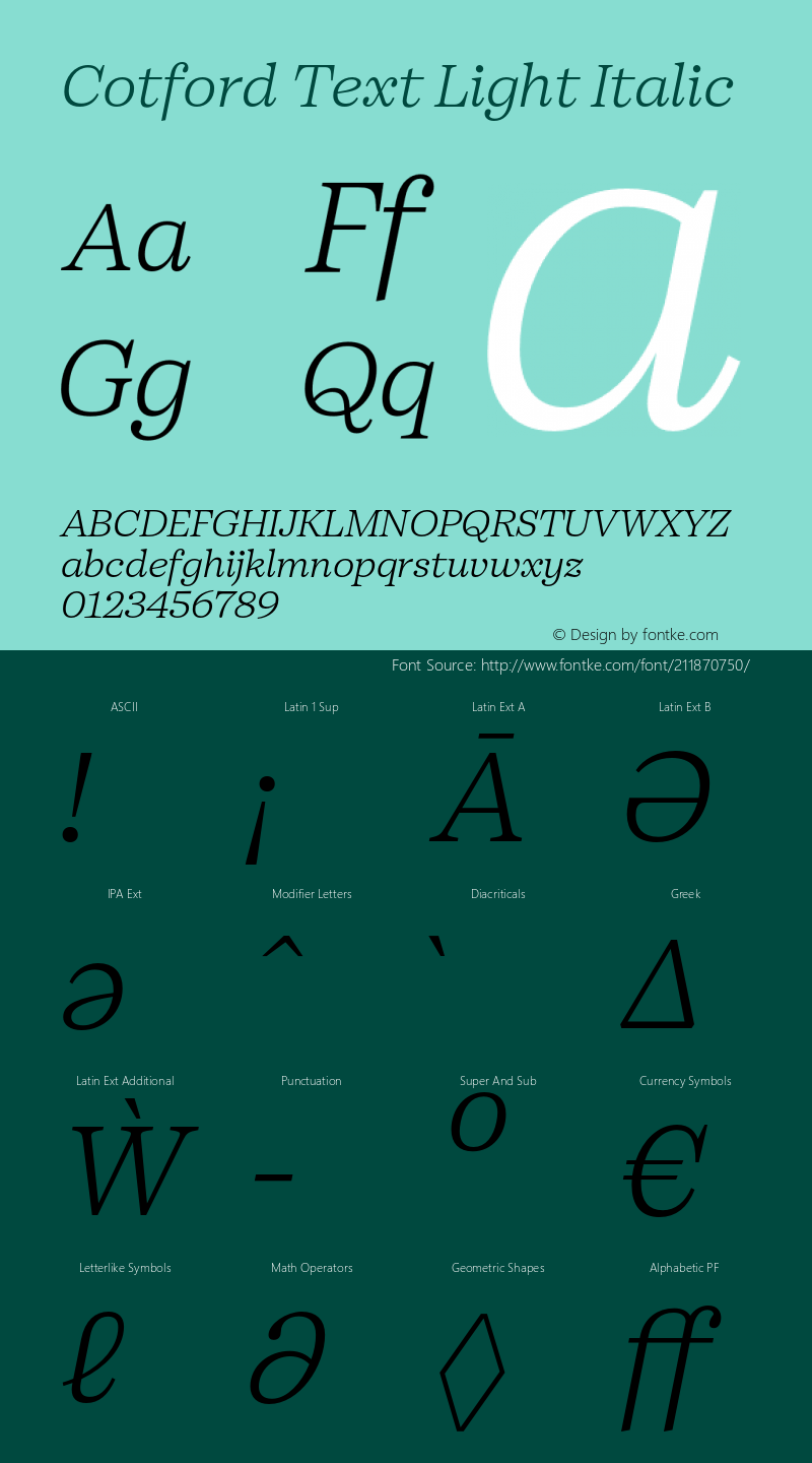 Cotford Text Light Italic Version 1.00图片样张