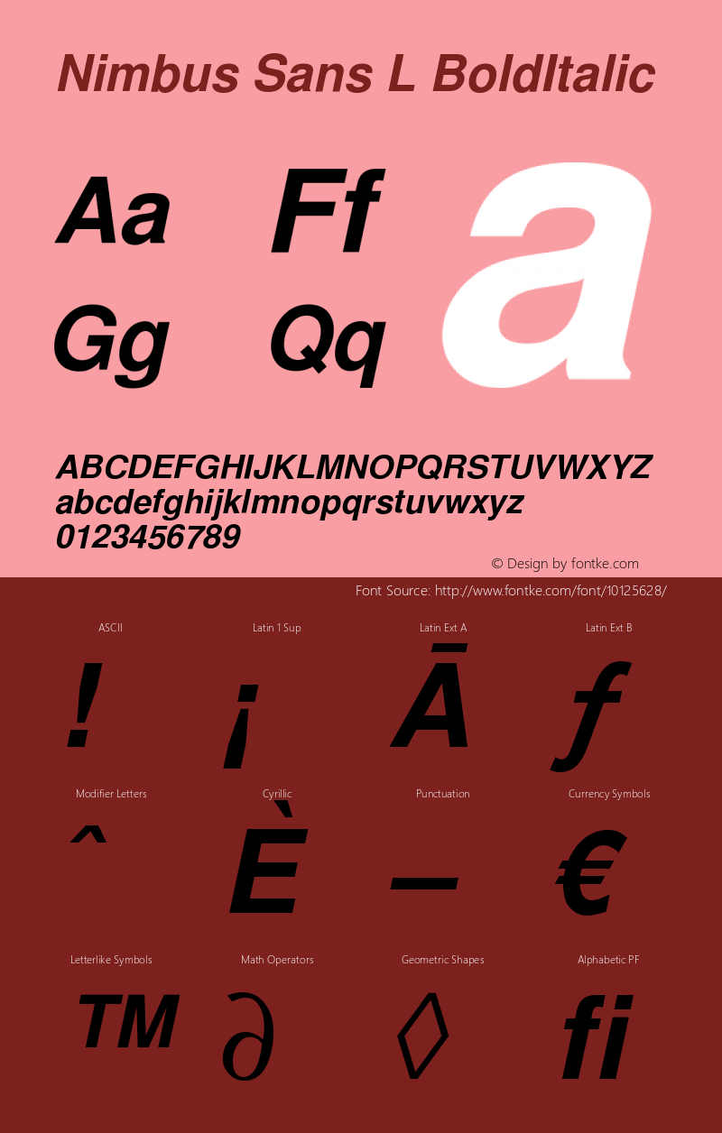 Nimbus Sans L BoldItalic Version 1.06图片样张