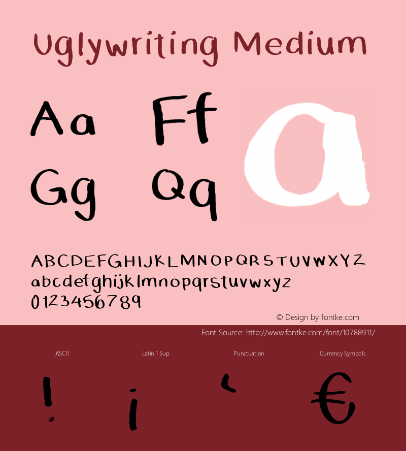 Uglywriting Medium Version 001.000图片样张