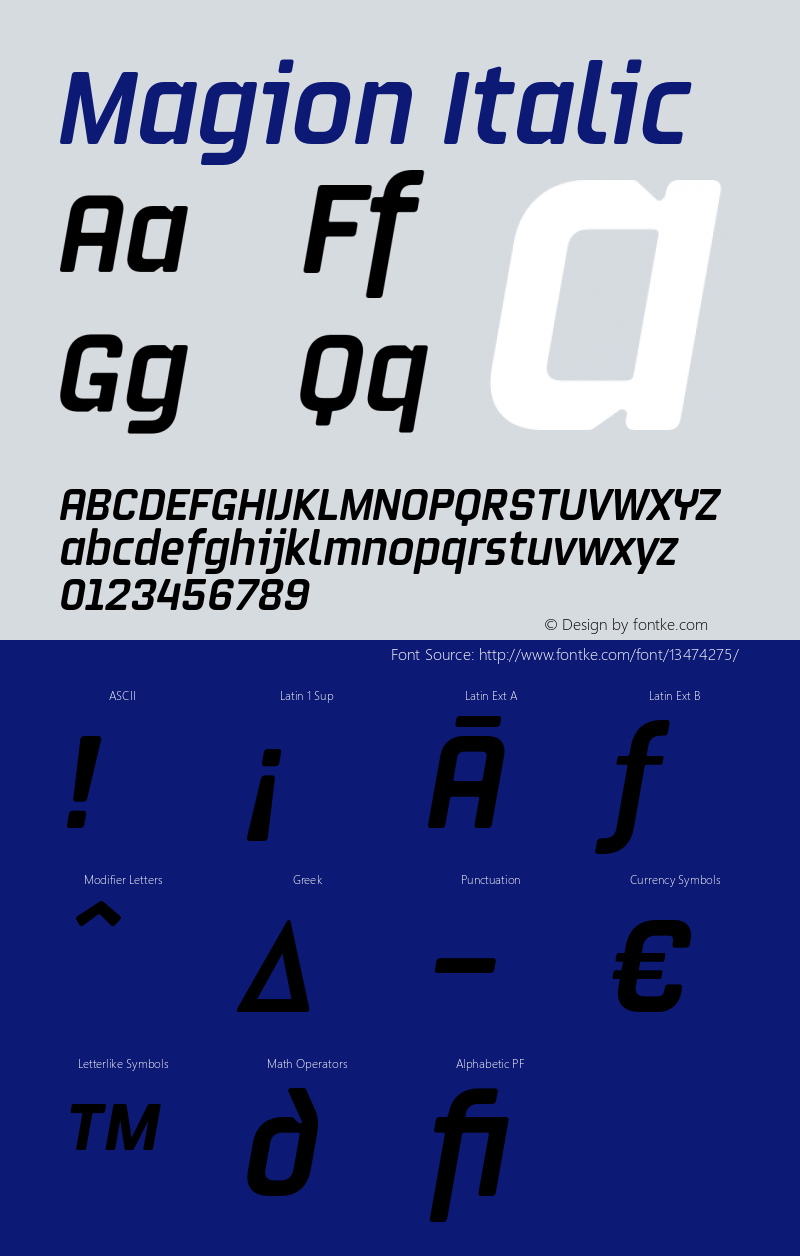 Magion Italic Version 1.0 | By Tomas Brousil, Suitcase 2004 | Homemade OpenType version图片样张