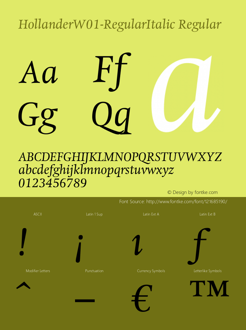 Hollander W01 Regular Italic Version 1.02图片样张