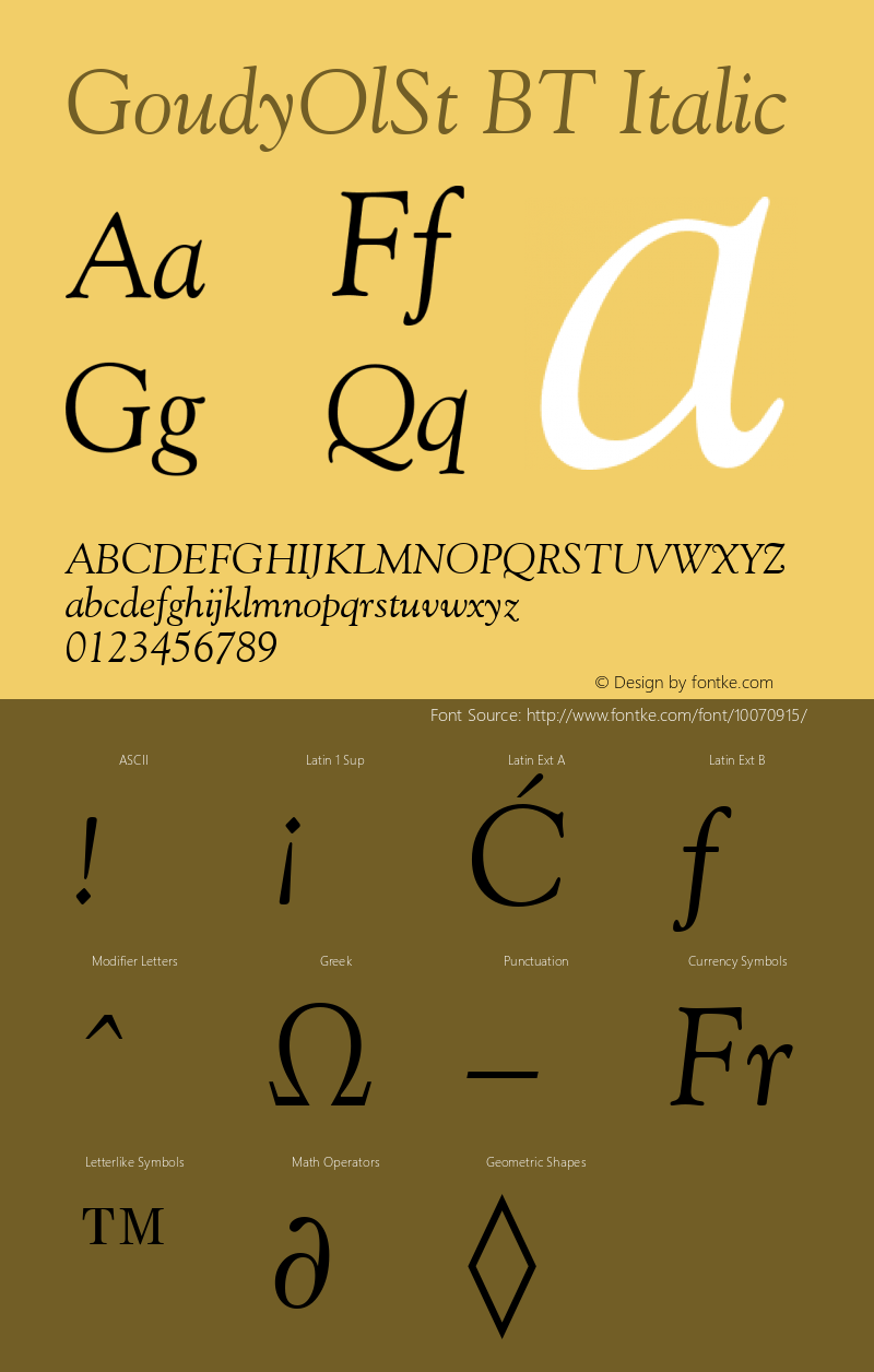 GoudyOlSt BT Italic mfgpctt-v4.4 Nov 27 1998图片样张