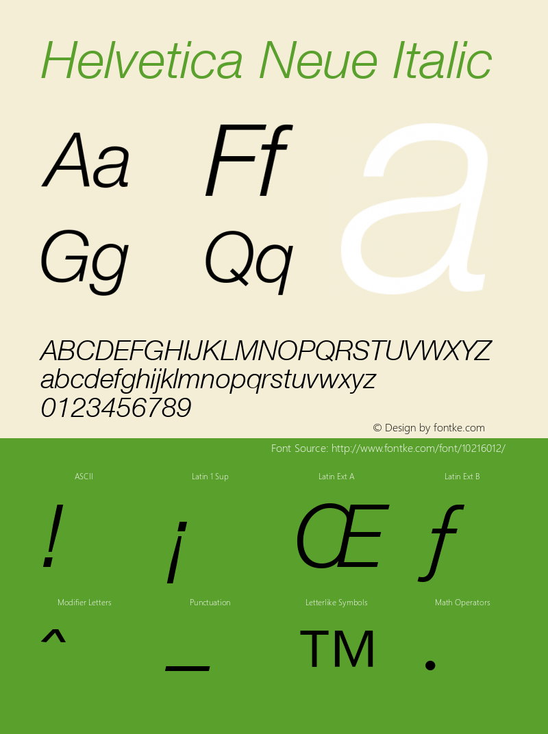 Helvetica Neue Italic Version 1.03图片样张