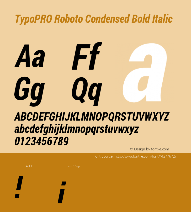 TypoPRO Roboto Condensed Bold Italic Version 1.200311; 2013图片样张
