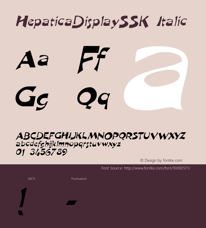 HepaticaDisplaySSK Italic Macromedia Fontographer 4.1 8/11/95图片样张