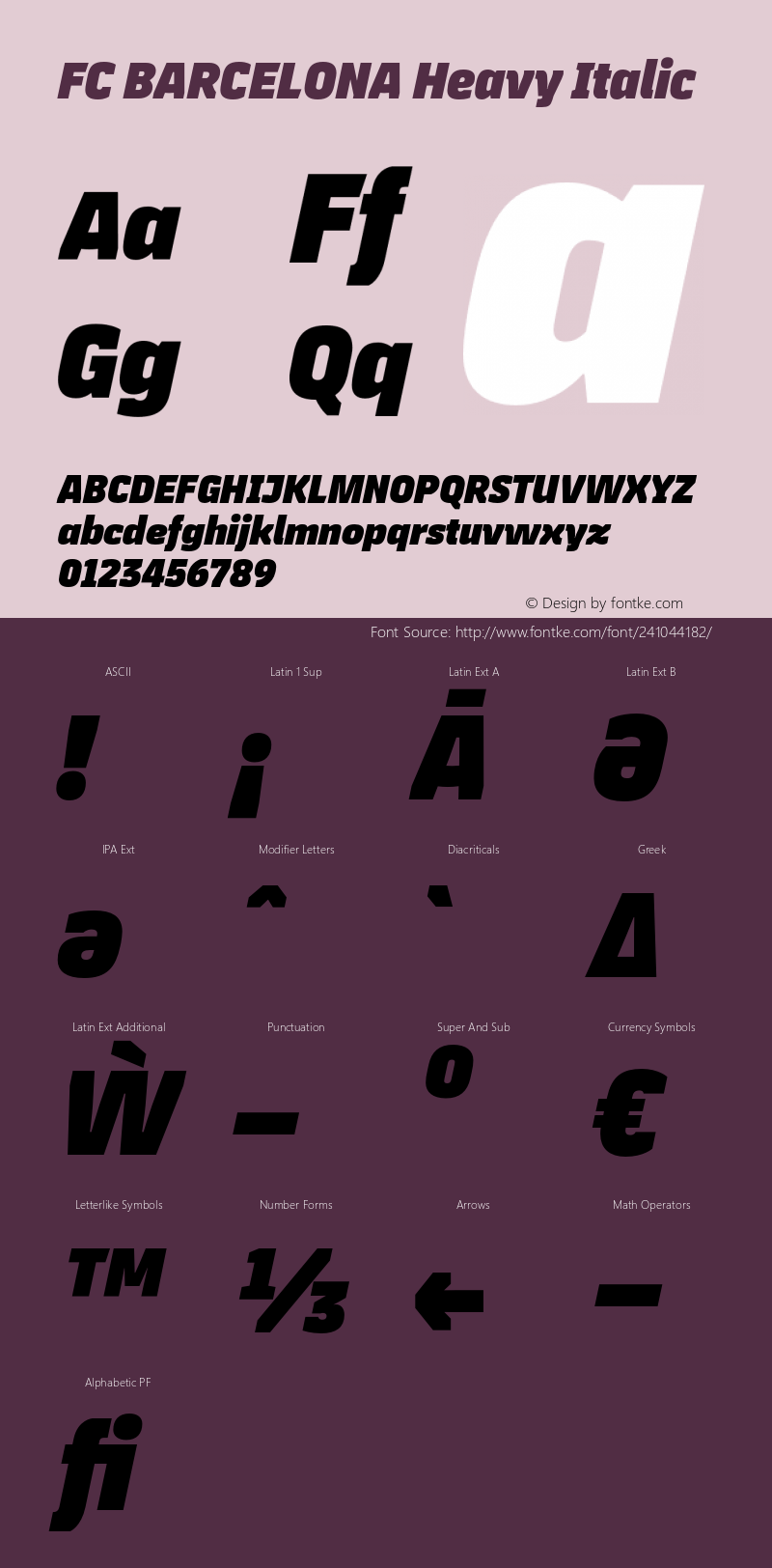 FC BARCELONA Heavy Italic Version 1.002;hotconv 1.0.107;makeotfexe 2.5.65593图片样张