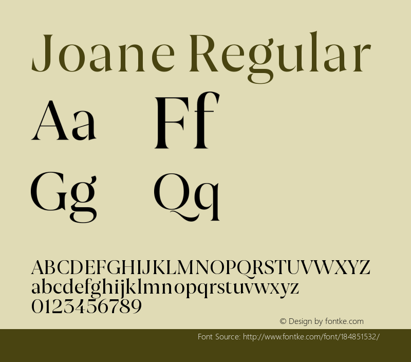 Joane Regular Version 1.000;PS 001.000;hotconv 1.0.88;makeotf.lib2.5.64775图片样张