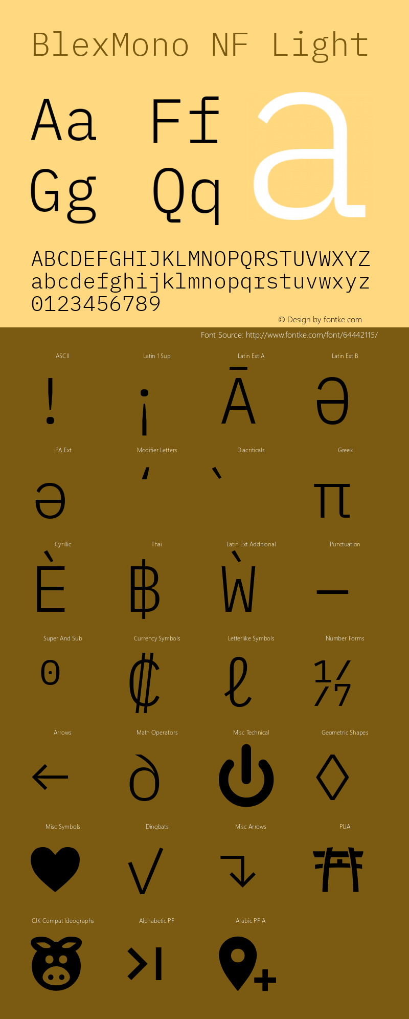 Blex Mono Light Nerd Font Complete Windows Compatible Version 2.000图片样张