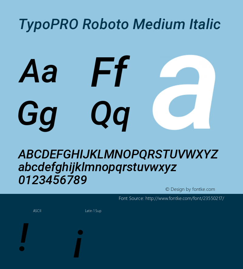 TypoPRO Roboto Medium Italic Version 2.136; 2016图片样张