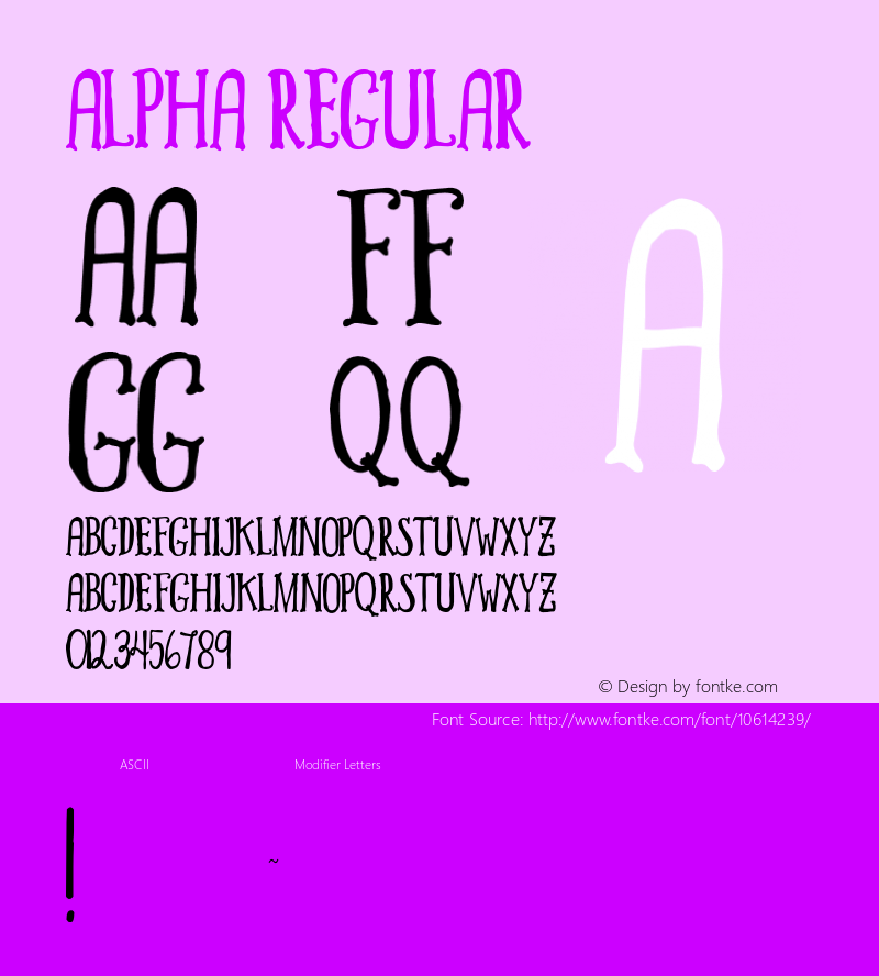 alpha Regular Version 1.000;PS 001.001;hotconv 1.0.56图片样张