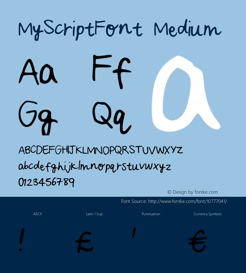 MyScriptFont Medium Version 001.000图片样张