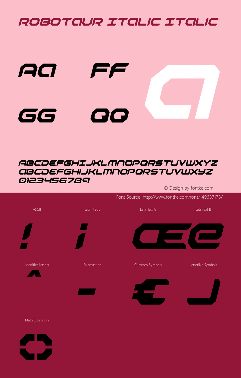 Robotaur Italic Version 2.0; 2018图片样张