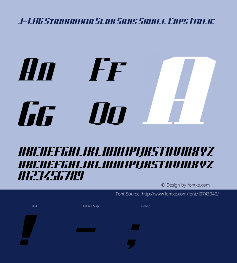 J-LOG Starkwood Slab Sans Small Caps Italic Version 1.00 June 29, 2015, initial release图片样张