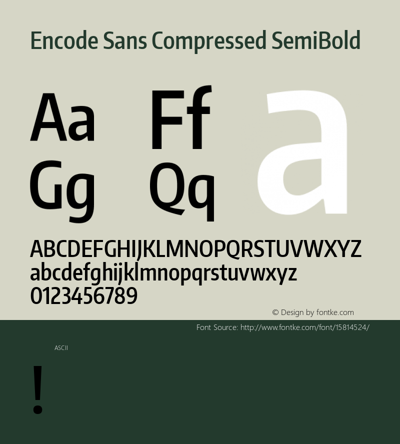 Encode Sans Compressed SemiBold Version 1.000; ttfautohint (v1.4.1)图片样张