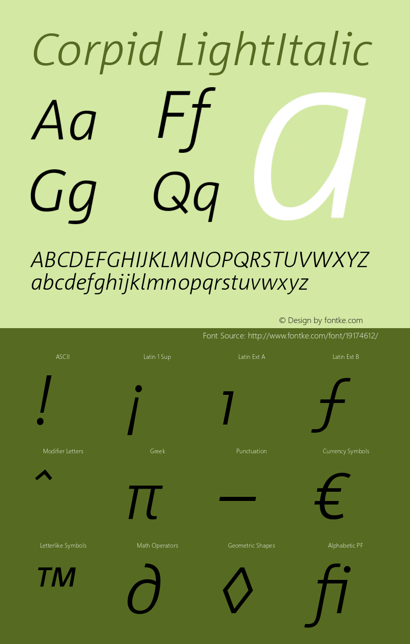 Corpid Light Italic Version 001.072图片样张