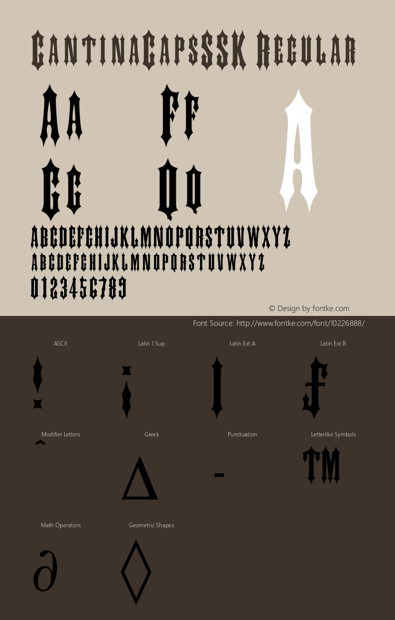 CantinaCapsSSK Regular Macromedia Fontographer 4.1 7/31/95图片样张