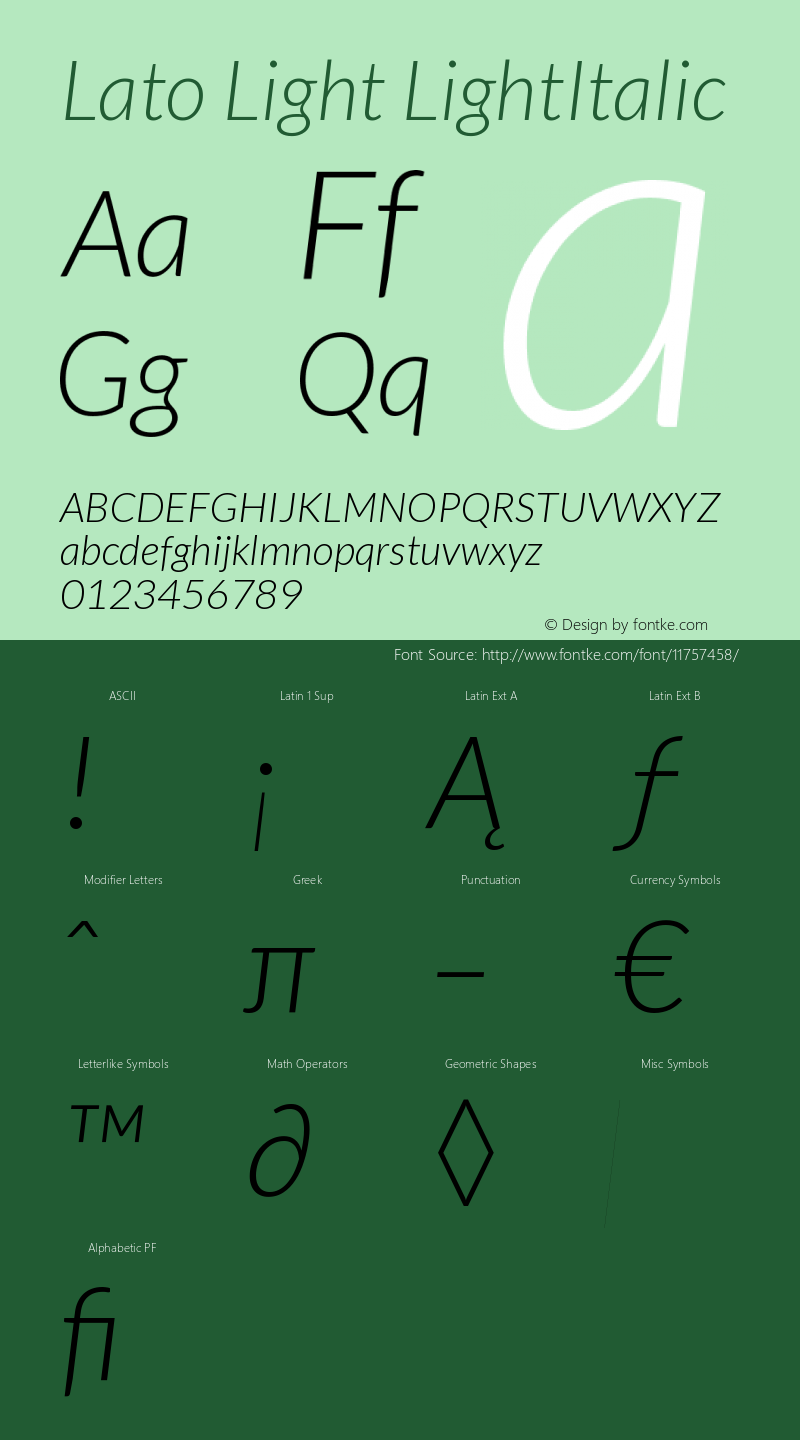 Lato Light LightItalic Version 1.104; Western+Polis图片样张