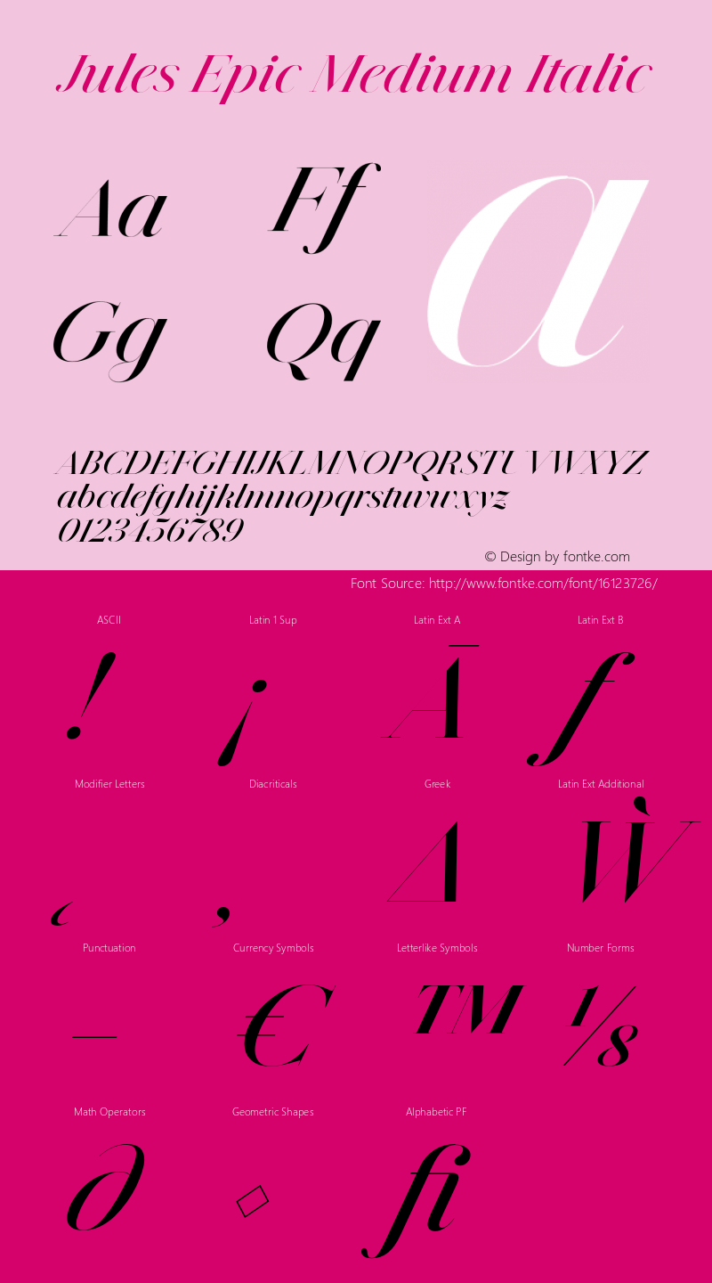 Jules Epic Medium Italic Version 1.000图片样张