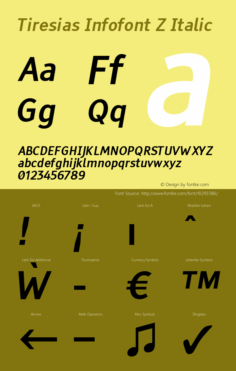 Tiresias Infofont Z Italic Macromedia Fontographer 4.1.3 15/9/00图片样张