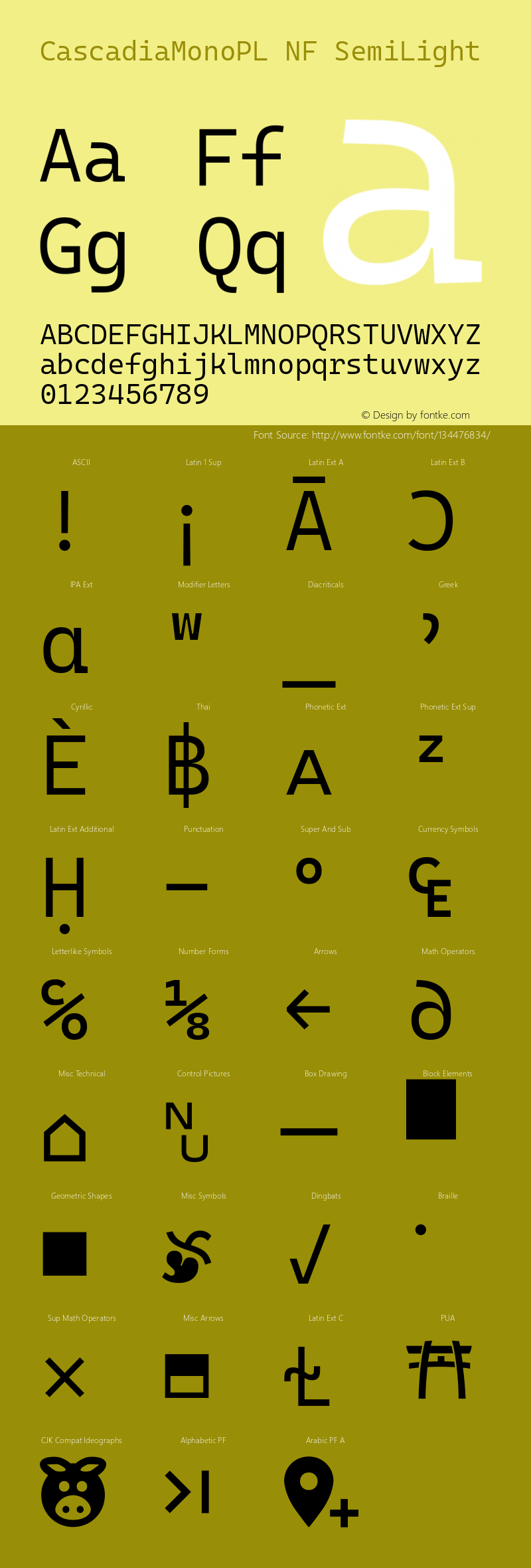 Cascadia Mono PL SemiLight Nerd Font Complete Windows Compatible Version 2102.025; ttfautohint (v1.8.3)图片样张