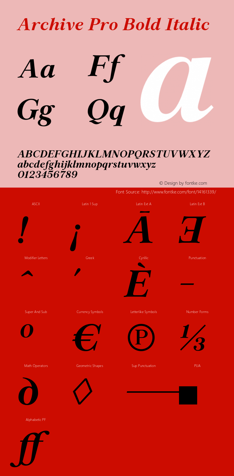 Archive Pro Bold Italic Version 1.000图片样张