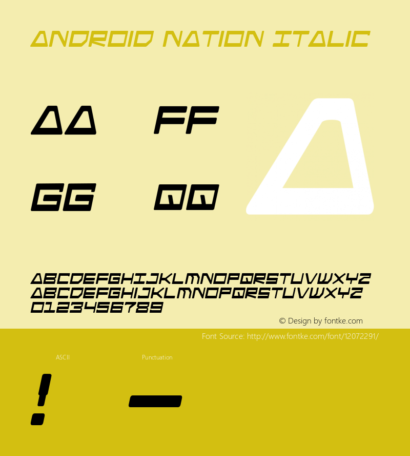 Android Nation Italic Macromedia Fontographer 4.1 5/6/02图片样张