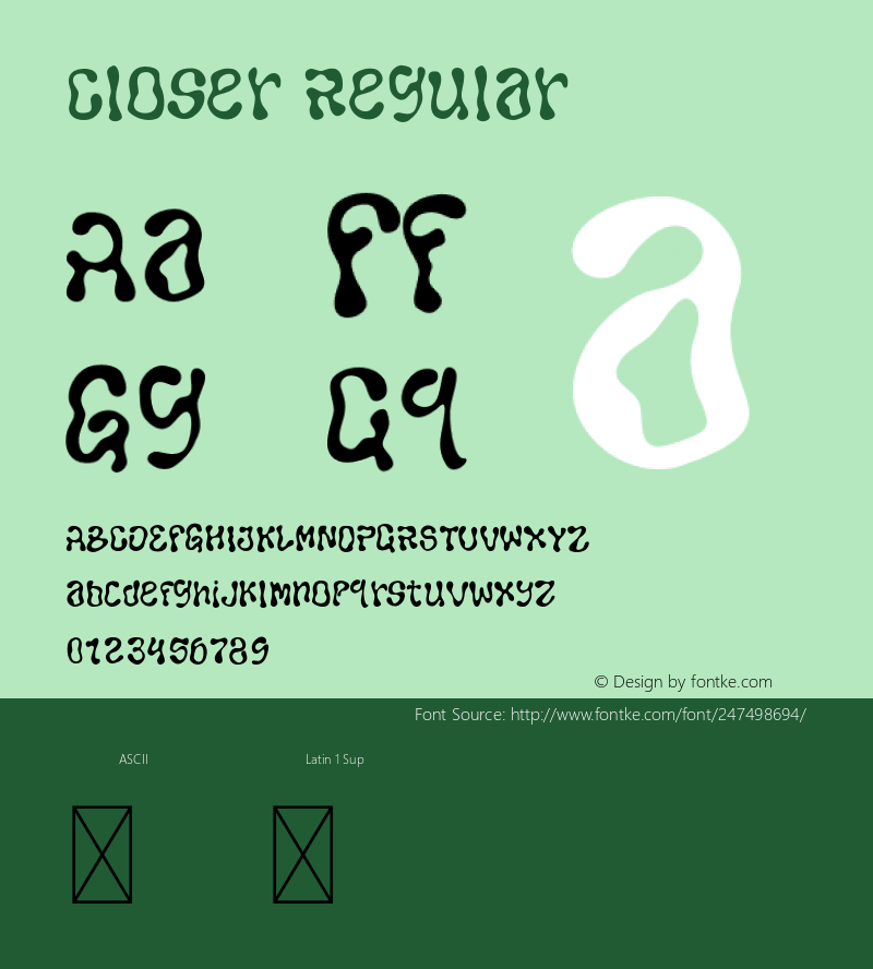 CloserRegular Version 1.001;Fontself Maker 3.5.8图片样张