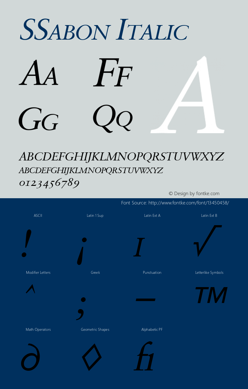 SSabon Italic Version 4.00 April 24, 2007图片样张