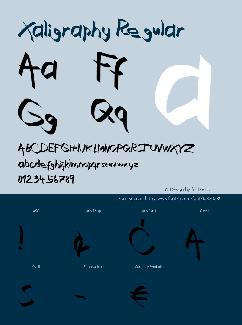 Xaligraphy Regular Version 1.00 November 28, 2006, initial release图片样张