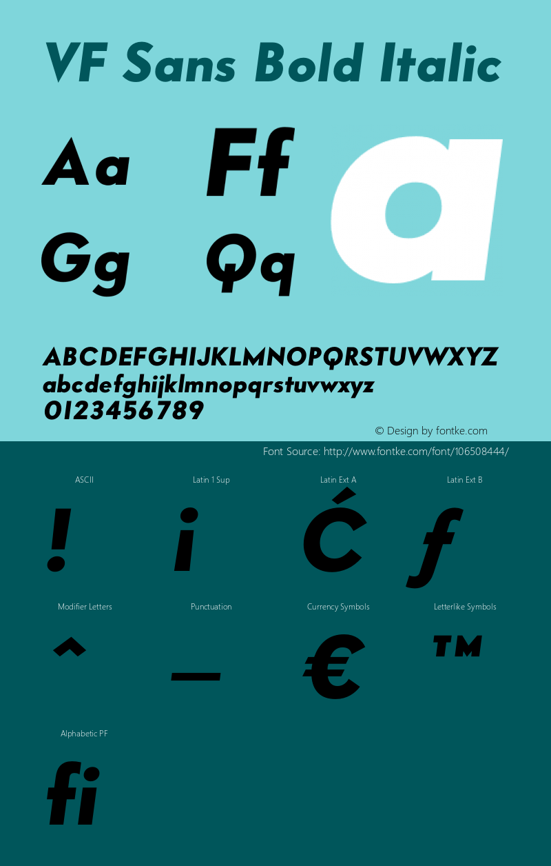 VF Sans Bold Oblique Version 3.001 2006图片样张