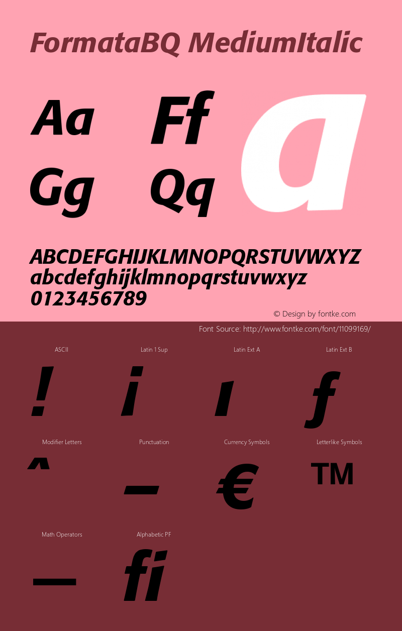 FormataBQ MediumItalic Version 001.000图片样张